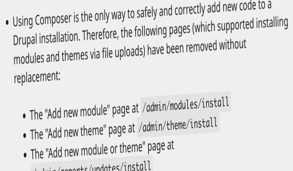 Quitan rutas para instalar modulos y temas